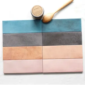 Chinese Foshan factory 62 x 186 mm Spain design colorful rustic ceramic wall tile for home decoration