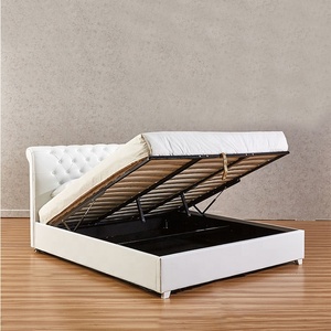 Hiện Đại Nữ Hoàng Vua Kích Thước Gas Lift GIƯỜNG KHUNG Trắng Chất Lượng Cao Thoải Mái Mềm Nệm PU Giường - Product Image 1