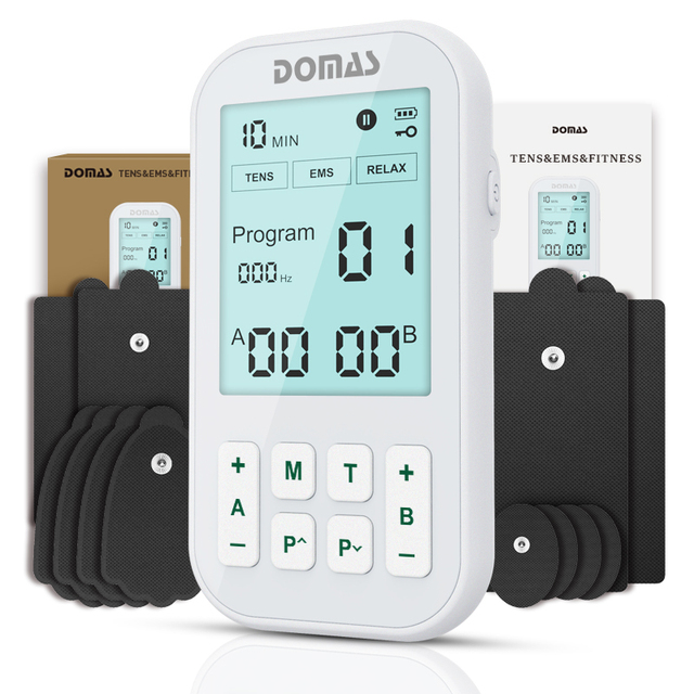 DOMAS Professional 3-in-1 Dual Channel Rechargeable TENS Unit 60 Modes 1-100Hz Frequency Muscle Stimulator EMS Massage Body