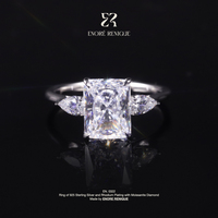 Bague de fiançailles trilogie 2-10 carats, coupe radiante, moissanite VVS, argent sterling 925 plaqué rhodium PVD, bijoux pour femmes