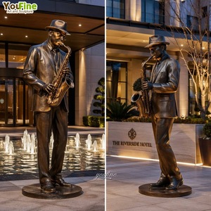 Statue de saxophoniste de jazz en bronze coulé grandeur nature pour la décoration de parcs et jardins extérieurs - Product Image 3