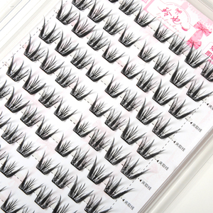 Cils segmentaires en grappe DIY de haute qualité, les plus vendus en gros - Courbure C extrêmement fine, tige noire, 9-12 mm, noir naturel. - Product Image 6
