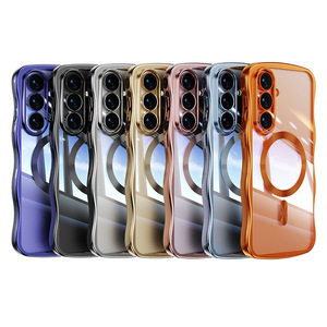 Funda Magnética Transparente con Marco Ondulado Electrochapado de TPU de una Sola Pieza para Samsung S26 25 <span class=keywords><strong>24</strong></span> Ultra S26 Edge 25 <span class=keywords><strong>24</strong></span> <span class=keywords><strong>Plus</strong></span> - Product Image 1