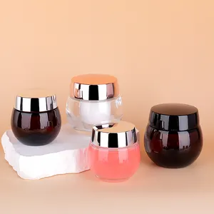 Luxury 30g 50g 100g Skincare Face Cream Jar Round Bottle Packaging Cosmetic Amber Black Glass Jar For Lotion Cream Package