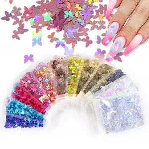 3MM farfalla colorata decorazioni per Nail Art paillettes Glitter olografico ciglia con paillettes fiocco Ultra sottile
