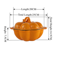 Cocotte en fonte émaillée 2QT, forme citrouille, couleur brillante, design mignon, pour cuisson de légumes, ustensile de cuisine tendance
