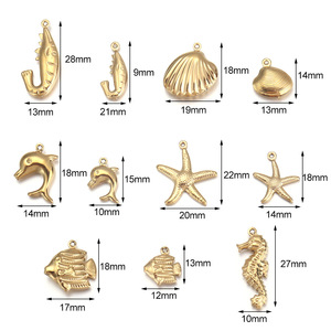 Pendentifs en acier inoxydable sur le thème de l'océan, plaqués or et argent, pour la création de bijoux DIY, breloques en forme d'animaux, design ajouré - Product Image 3