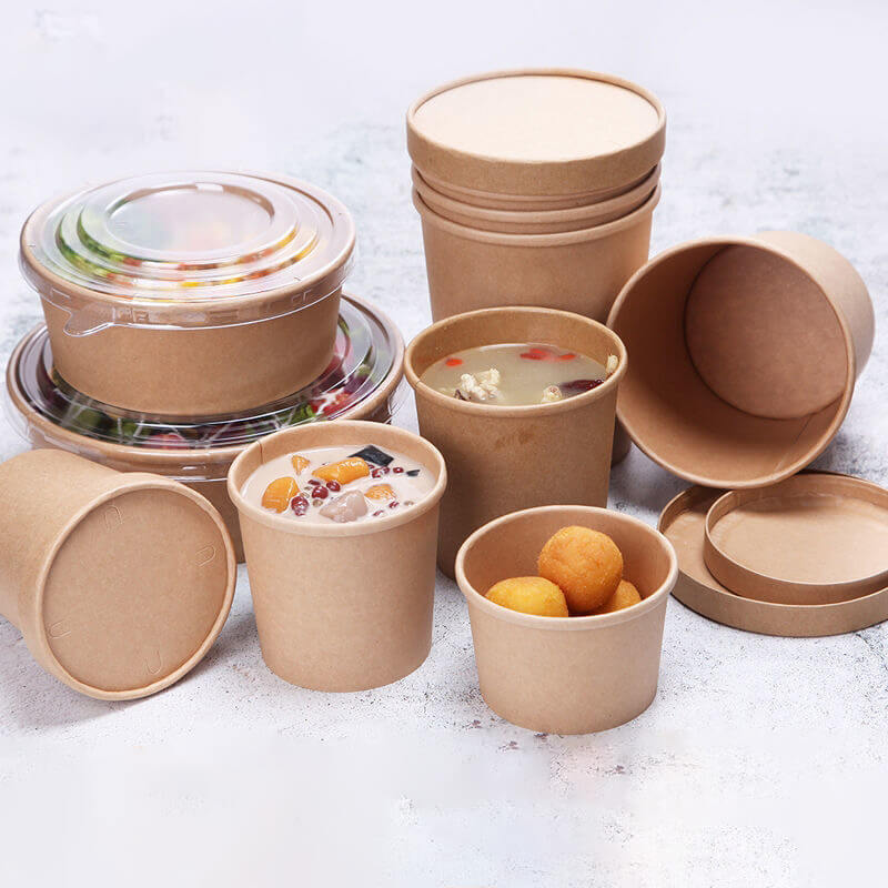 Kraft Salad Plates & Bowls Take Out Paper Bowl White
