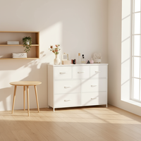 Commode de rangement classique blanche, meuble TV, 7 tiroirs de rangement en métal, structure métallique pour chambre, salon, couloir