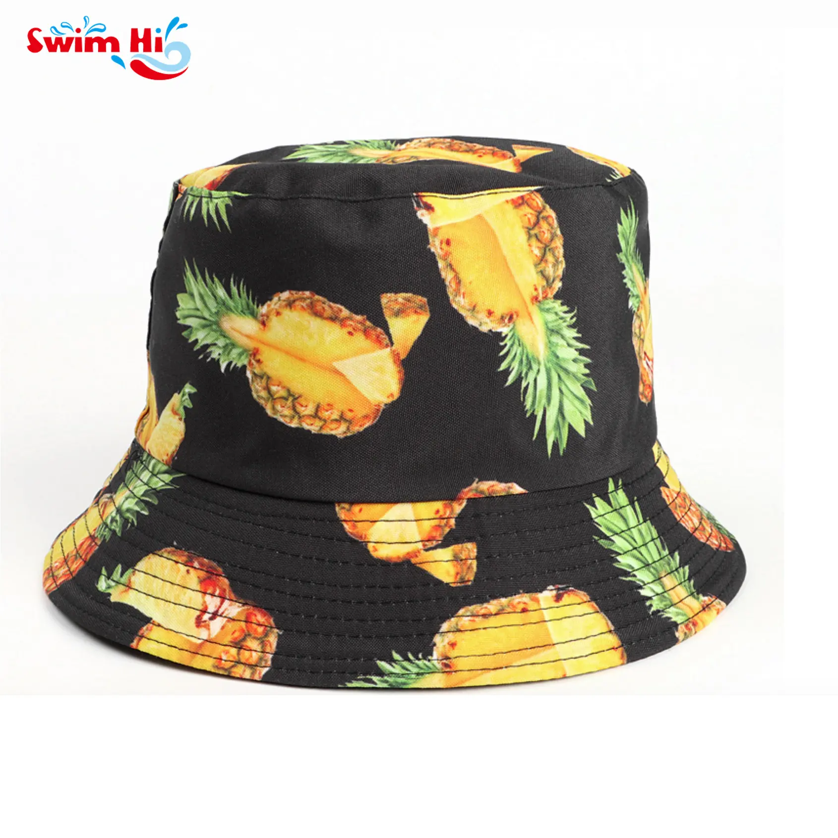 Sombrero de cubo estampado de fruta de primera calidad, gorro de verano Hawaiano con patrón personalizado