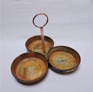 Factory Supplier Eco-Friendly Modern Polished Salad Bowl Set Horn and <b>Metal</b> Carton <b>Packaging</b> Two Tier Food Serving Stand - Product Image 3