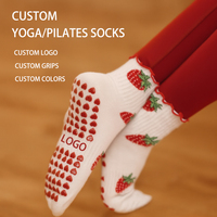 Chaussettes de Pilates antidérapantes à volants pour femmes Mignon Coton Bambou Yoga Grippy Socks Custom Pilates