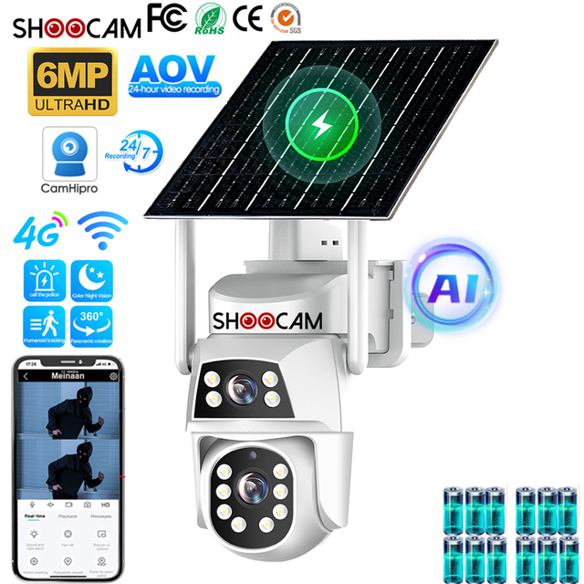 Solar Camara Cctv De 5G/2.4Gwifi 4G Wireless Network Ptz Seguridad Ai AOV IP65 Camera Security Solar Outdoor Ip Outdoor 4k Home