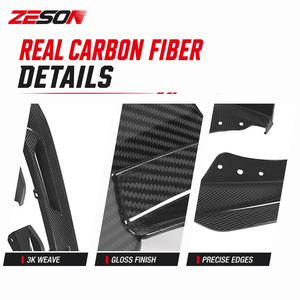 Splitter Anteriore in Vera Fibra di Carbonio Stile SQ in 3 Pezzi per <span class=keywords><strong>BMW</strong></span> <span class=keywords><strong>Serie</strong></span> <span class=keywords><strong>4</strong></span> G22 G23 430i M440i Coupé Cabriolet 2020+ - Product Image 4