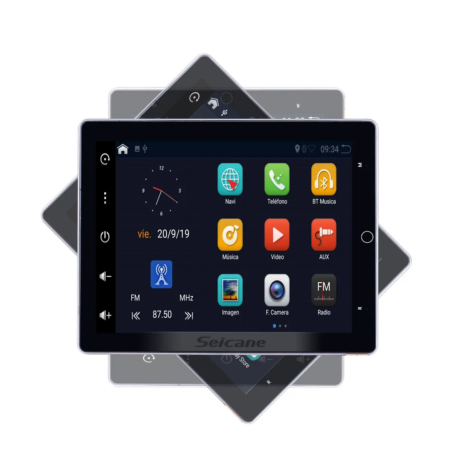 9.7 "Android 10.0สากล GPS รถเครื่องเล่นดีวีดีวิทยุสเตอริโอเครื่องเล่นดีวีดีที่มีหน้าจอหมุนได้180องศากับ Carplay