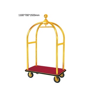 Hotel de oro decorativo de acero inoxidable botones carro conserje jaula carro Carro de equipaje - Product Image 2