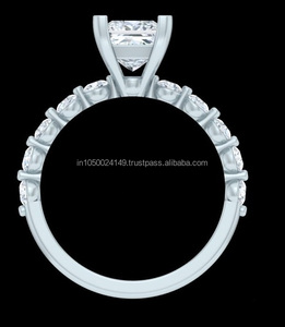 New Trendy Custom Women's Vintage Sterling Silver Gold Plated Lab Grown Diamond Accent Solitaire Ring Fashion Engagement Wedding - Product Image 3