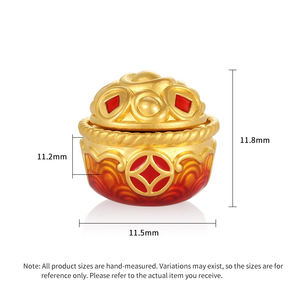 1g 5D or pur bon charme chance et richesse-rassemblement émail rouge pendentif accessoires de bijouterie fine - Product Image 4