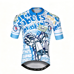 Maillot de cyclisme unisexe à imprimé intégral, logo personnalisé, ultra léger, maille respirante, manches courtes, pour le cyclisme en plein air - Product Image 1