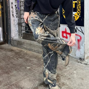 Vaqueros rectos de mezclilla con estampado de camuflaje personalizado para hombre, pantalones cargo lavados de cintura media, estilo urbano - Product Image 2