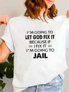 Ropa de Mujer Personalizada y Elegante de Tallas Grandes, Anti-Pilling, Estampada, para Deportes y Ocio - I'M GOING to LET GOD FIX IT - Product Image 1