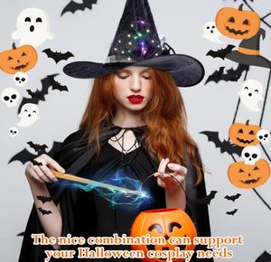 Accesorios de decoración para fiesta de Halloween, juego de rol, luces LED, sombrero de bruja de tela Oxford, suministros de ambiente de vacaciones, accesorios de maquillaje - Product Image 3