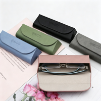 Étui à lunettes portable en cuir PU avec logo personnalisé en relief, résistant aux chocs et à la poussière, coque rigide