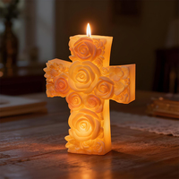 DM1295 Grand moule en silicone pour bougie en cire de soja, statue de Jésus en croix, sculpture de buste de croix à fleurs de style européen antique, moule en résine époxy