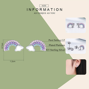 ขายส่ง925เงินสเตอร์ลิงสีรุ้ง zircon ต่างหูสวยงามต่างหูสำหรับสตรีอินเทรนด์ปาร์ตี้ต่างหู SCE578 <span class=keywords><strong>bamoer</strong></span> - Product Image 6
