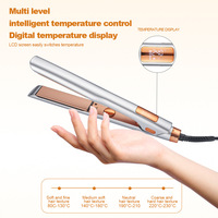Lisseur en céramique de qualité supérieure, chauffage rapide PTC, écran LCD 80-230 ℃ Arrêt automatique, 360° °   Lisseur de cheveux à double tension avec cordon rotatif pour la maison et le salon