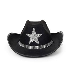 Chapeaux de cowgirl style western avec strass étoile, personnalisables avec logo, pour Halloween, mariée, ou cowboy, avec corde - Product Image 3