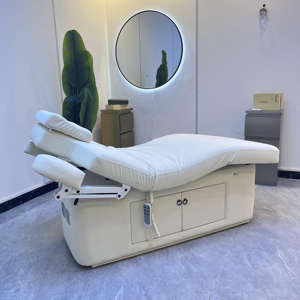 Lettino Pieghevole Professionale per Massaggi Elettrico Regolabile con Riscaldamento per Spa e Trattamenti Viso con Cassetti Portaoggetti - Product Image 1