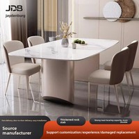 Table à manger moderne de luxe léger en ardoise, design rectangulaire à pieds larges, multifonctionnelle, combinaison 6 chaises, mobilier de maison et de salon