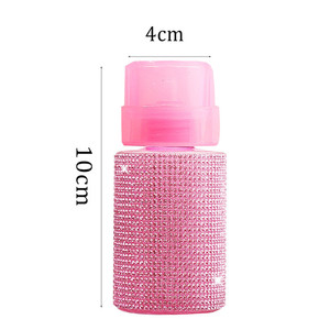 Flacon distributeur vide rose diamant, flacon pompe à pression portable en plastique pour liquides à ongles - Product Image 6