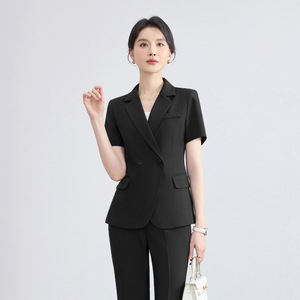 Women's Suit Set Short Sleeve Blazer Pants Formal Work Uniform Anti-Wrinkle Polyester Spandex 94.2 5.8 Commuting - Product Image 4