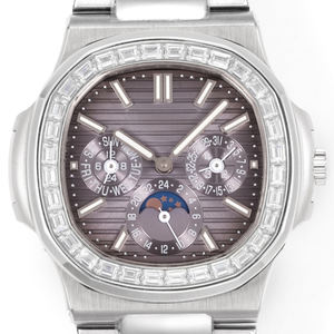 Montre-bracelet de luxe haut de gamme 2026 en acier inoxydable avec lunette sertie de diamants, fonction phase de lune et date, polyvalente, décontractée et formelle, pour collectionneur - Product Image 2