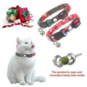 Collar de algodón a cuadros con campana para mascotas, collar de hierba gatera para gatos, regalos de Navidad, etiqueta colgante para gatos, collar para gatitos - Product Image 2