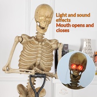 Décoration de scène pour Halloween, maison hantée et escape room : Squelette fantôme en plastique, électronique, avec lumières, sons et mouvements, thème fouillis de tombes