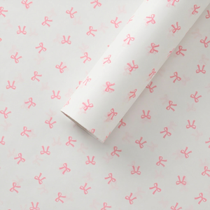 Papel de seda de 50*70cm, base blanca con lazo rosa, disponible en fábrica, adecuado para empaque de flores y ropa. - Product Image 1