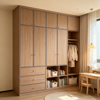 Armoire de rangement modulaire sur mesure pour toute la maison, portable, moderne, en bois de noyer, avec grande capacité, du sol au plafond, pour chambre à coucher
