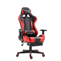 Chaise de jeu moderne pivotante en cuir PU de haute qualité avec hauteur réglable, vérin à gaz 3 positions, accoudoirs réglables et éclairage LED