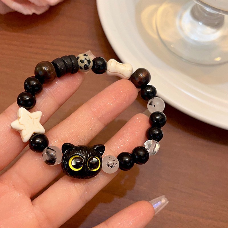 Pulsera de gatito de sésamo negro [Ojos amarillos]