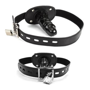 Регулируемая бандажная кожаная секс-игрушка с фиксируемым фаллоимитатором и кляпом для пениса БДСМ - Product Image 5
