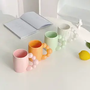 Ceramic Cute Candy Colors with Bubble Cloud Handle Coffee Mug Kitchen Office Water Cup Drinkware Best Wedding Birthday Gifts