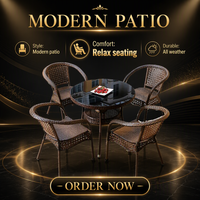 Ensemble table et chaises de patio en rotin portable 4 places, style moderne et minimaliste 2026, avec petite table basse pour balcon et café