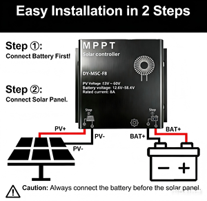 Contrôleur de charge solaire <span class=keywords><strong>MPPT</strong></span> 8A 12V/24V, convertisseur <span class=keywords><strong>DC</strong></span> élévateur/abaisseur pour système solaire hors réseau - Product Image 4