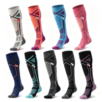 Chaussettes de ski en laine mérinos OEM pour femmes, chaussettes hautes, épaisses, à compression, pour sports d'hiver, snowboard, randonnée, chaussettes personnalisées