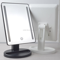 Miroir de maquillage de table à une face éclairé par LED avec finition bronze pour femmes et filles