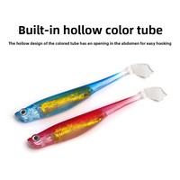 Leurre souple artificiel LOVITA 10,5 cm/7 g en PVC à queue en T avec tube coloré intégré pour la pêche au bar et au poisson-arc-en-ciel - Pack de matériel de pêche