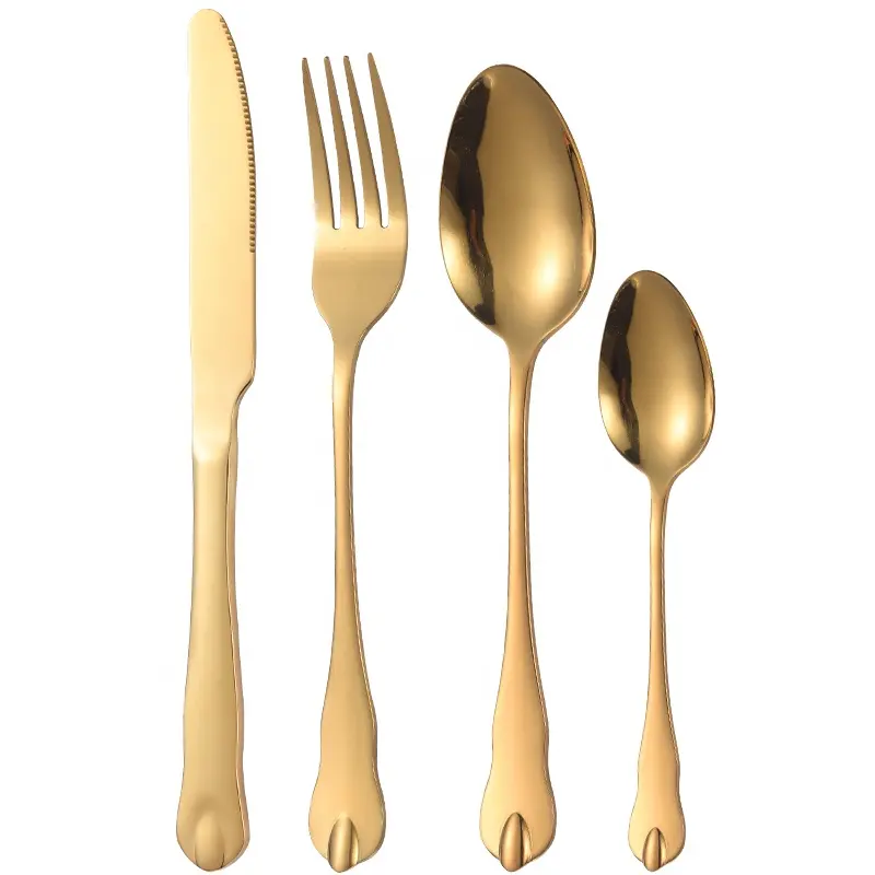 4 Pcs Fork Knife Kitchen Ware Stainless Steel Portable Flatware Rose Gold Cutlery Set
